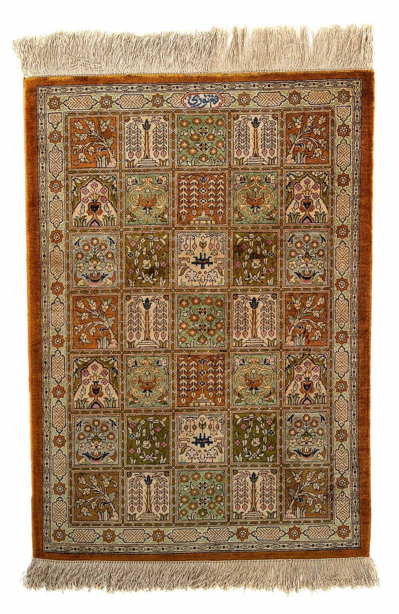 Tapete persa - Ghom - 76 x 55 cm - multicolorido