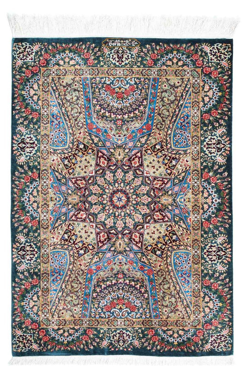 Tapete persa - Ghom - 118 x 79 cm - multicolorido