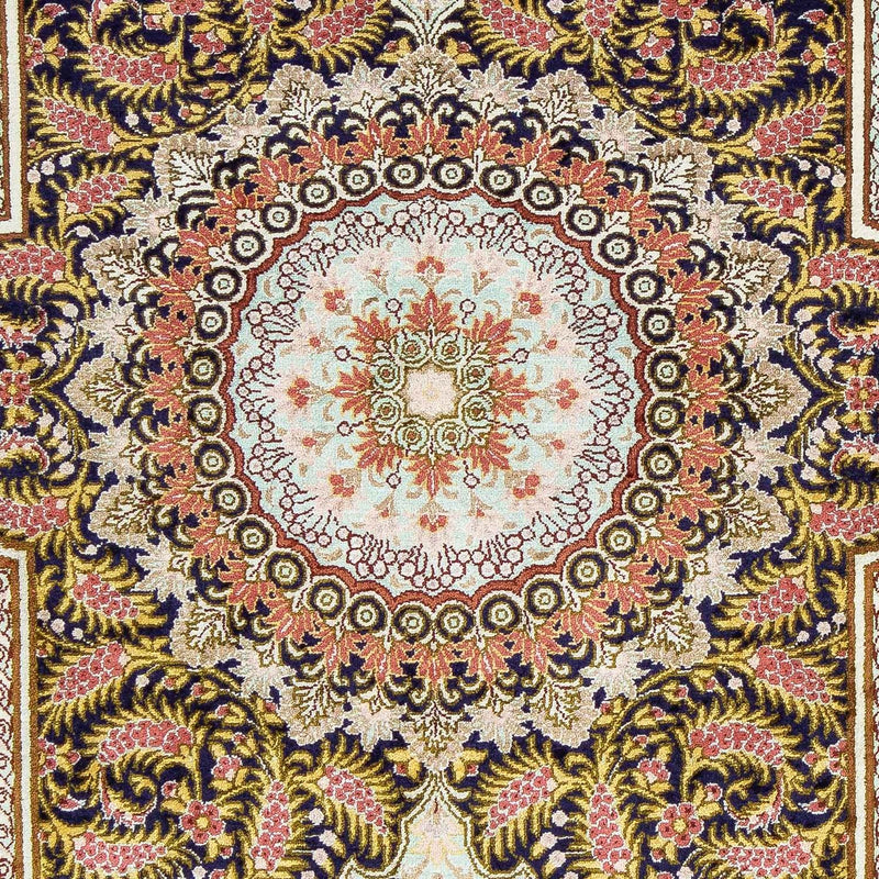 Tapete persa - Ghom - 93 x 59 cm - azul escuro