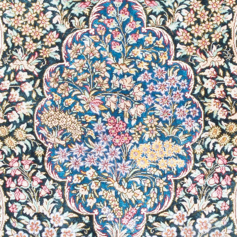 Tapete persa - Ghom - 119 x 81 cm - azul escuro
