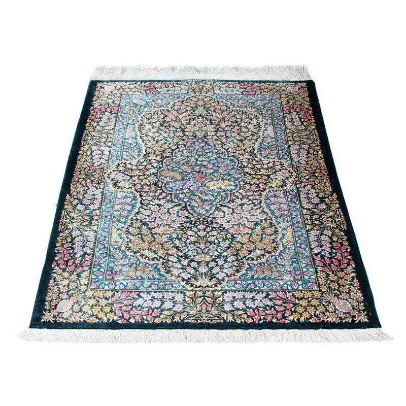 Tapete persa - Ghom - 119 x 81 cm - azul escuro