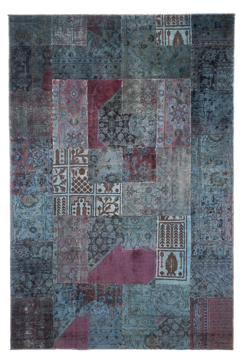 Tapete de trabalho em patchwork 291x194cm - Perserteppich Wollteppich