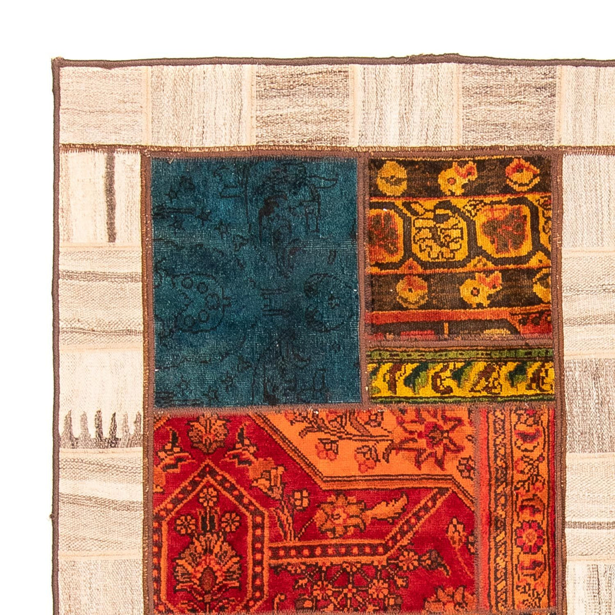 Tapete de trabalho em patchwork 161x221cm - Perserteppich Wollteppich