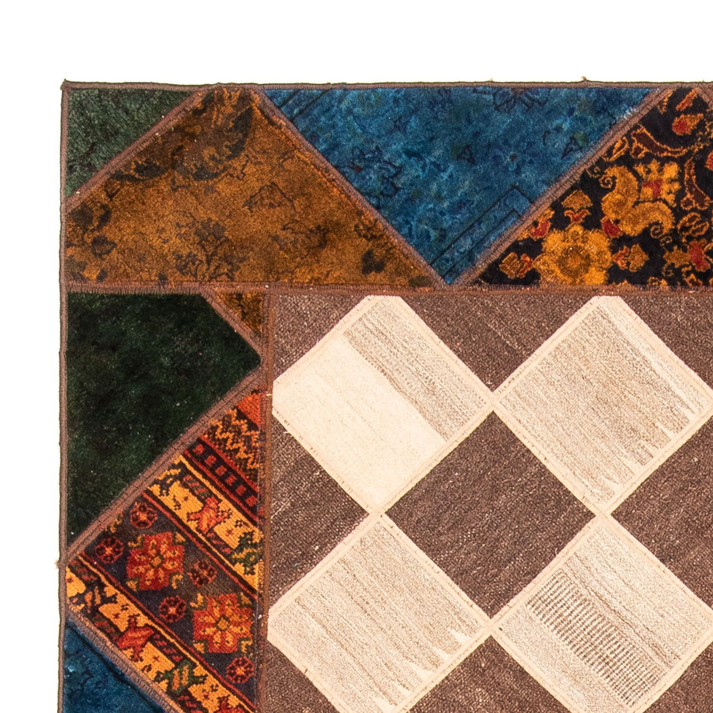 Tapete de trabalho em patchwork 229x163cm - Perserteppich Wollteppich