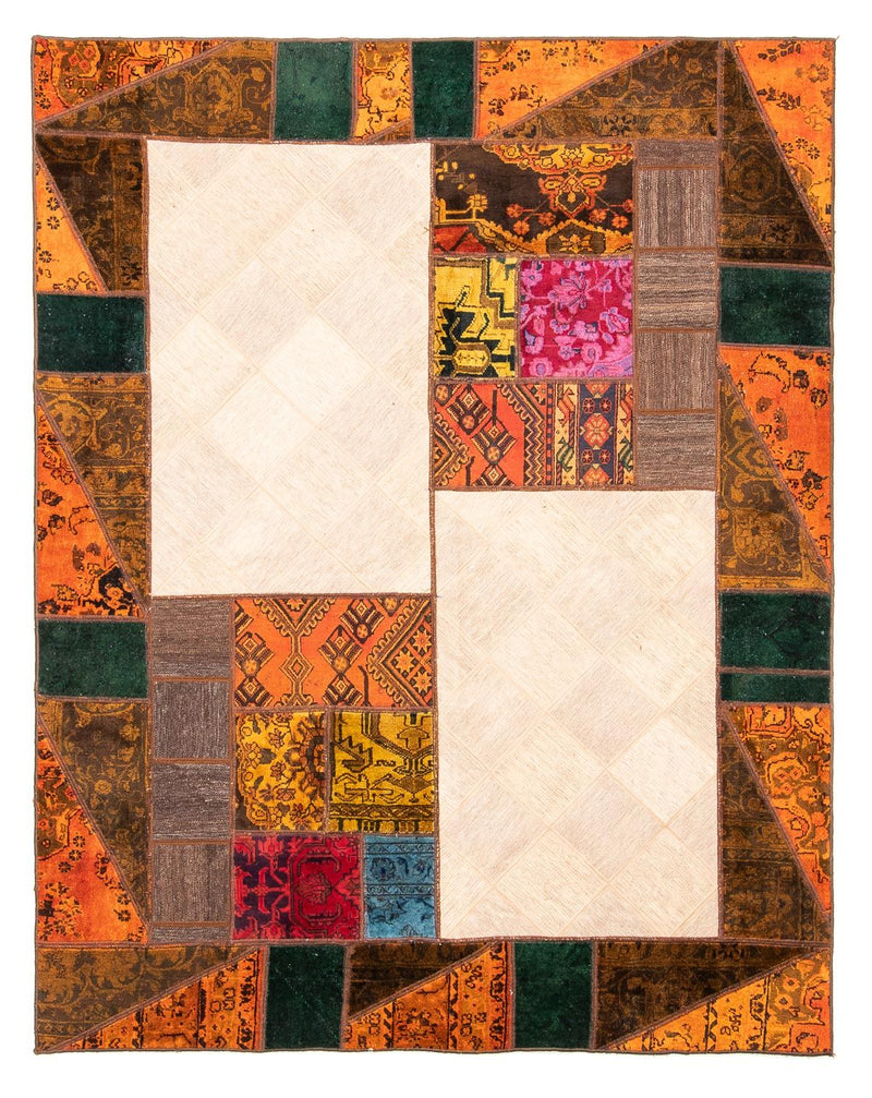 Tapete de trabalho em patchwork 249x194cm - Perserteppich Wollteppich