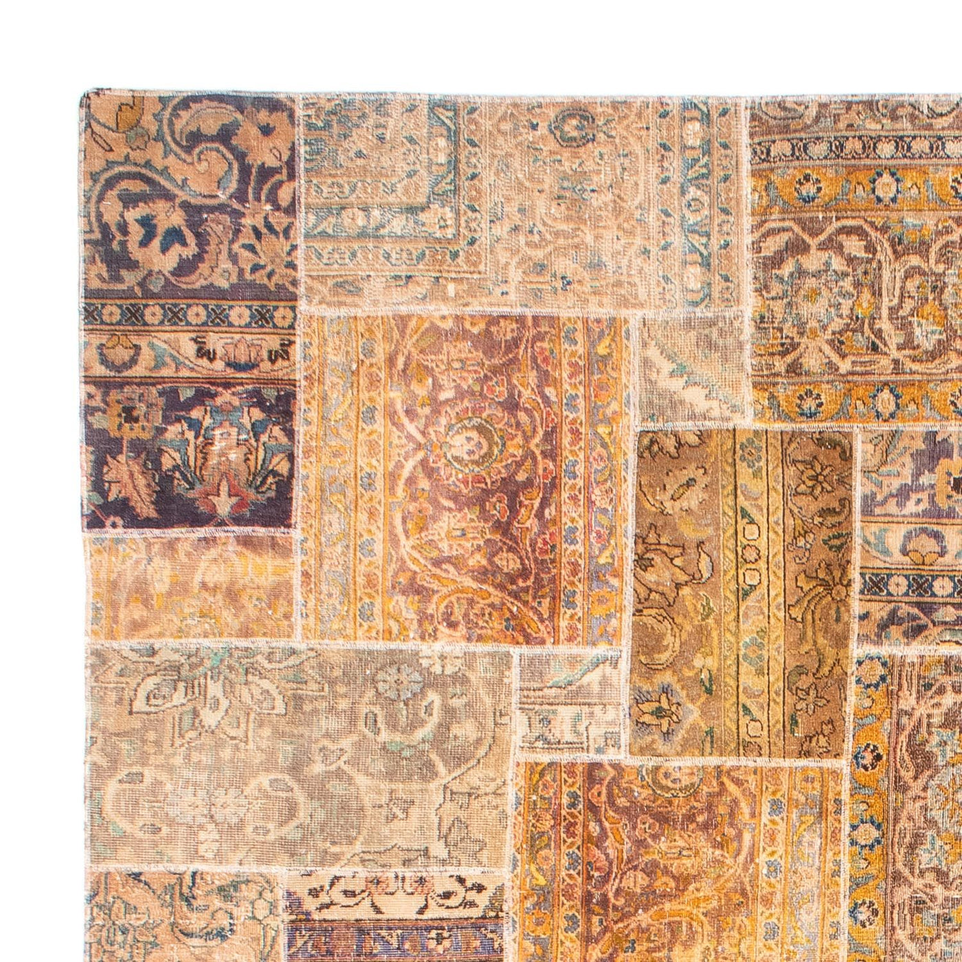 Tapete de trabalho em patchwork 301x241cm - Perserteppich Wollteppich