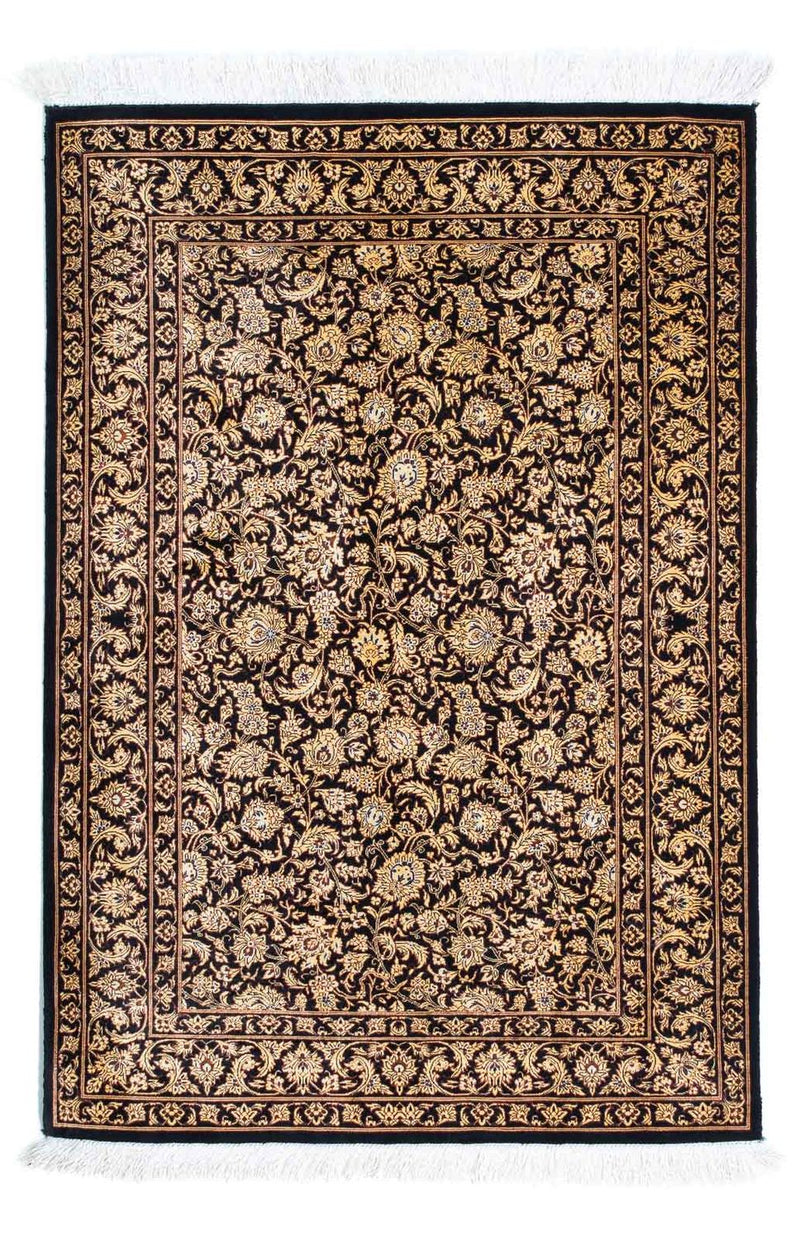 Tapete persa - Ghom - 118 x 80 cm - azul escuro