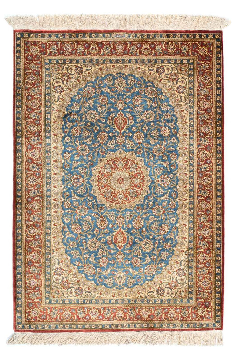 Tapete persa - Ghom - 117 x 80 cm - turquesa
