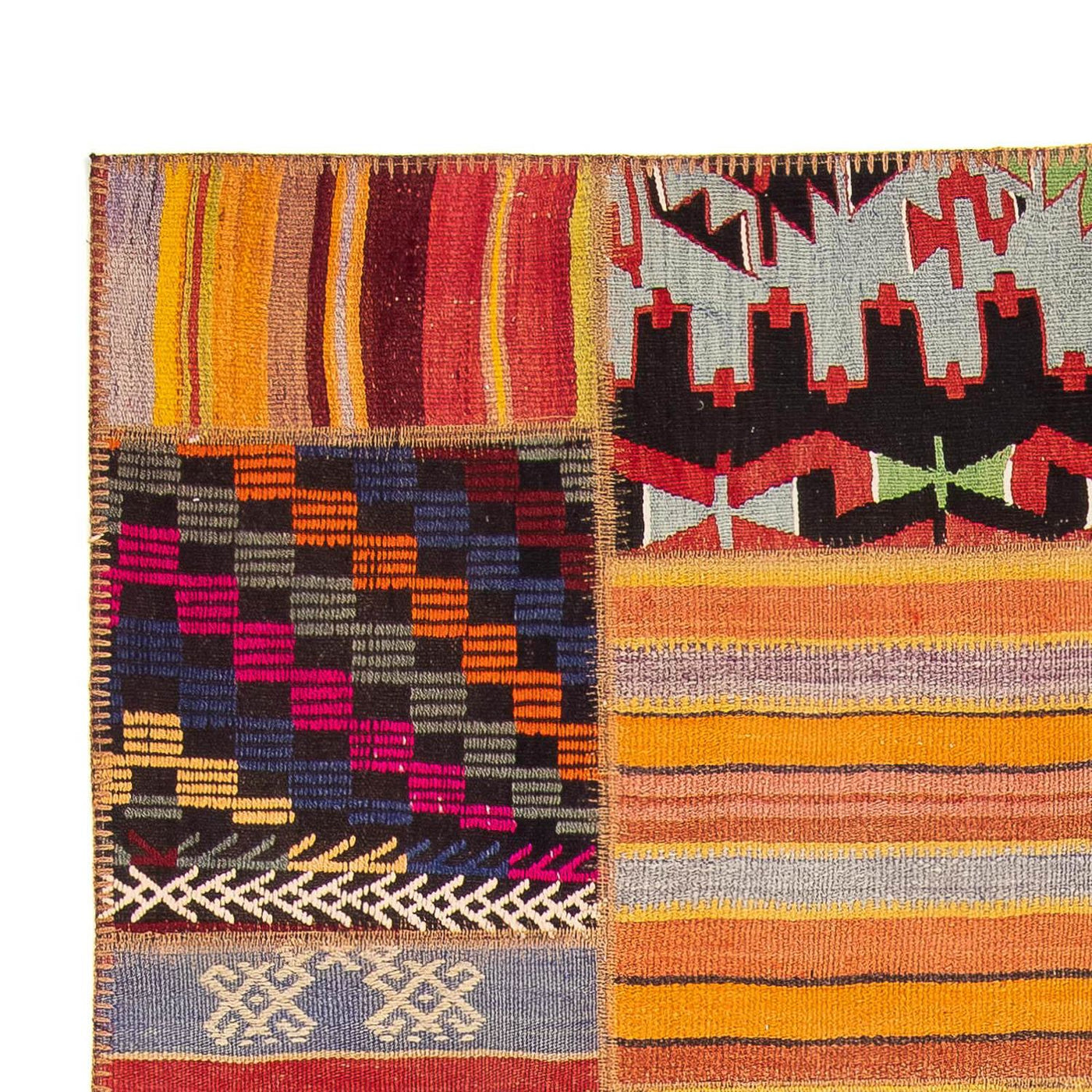 Tapete de trabalho em patchwork 239x169cm - Tapete de lã