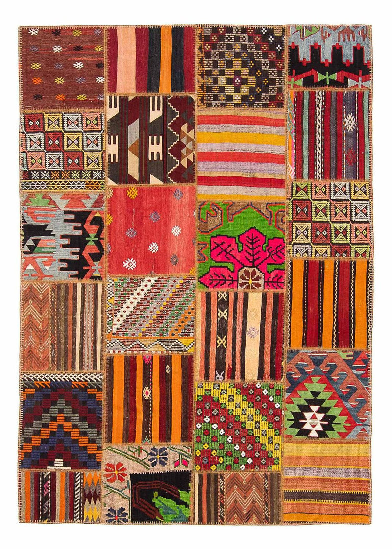 Tapete de trabalho em patchwork 236x169cm - Tapete de lã